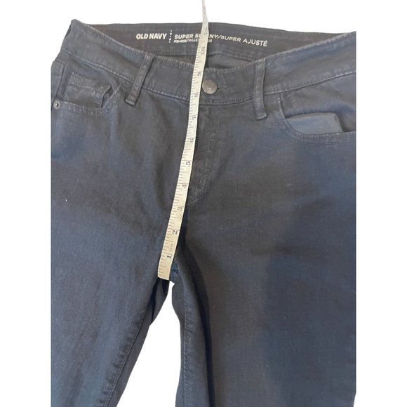 Old Navy Womens Super Skinny Jeans Denim Mid Rise Stretch 5 Pockets Black Size 4 - Picture 6 of 10